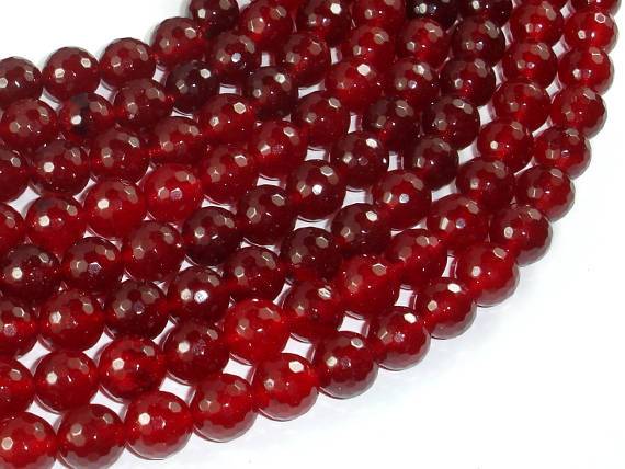 Red Jade Beads, Faceted Round, 10mm-Gems: Round & Faceted-BeadBeyond