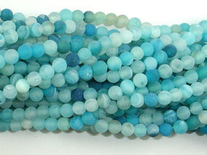 Frosted Matte Agate - Light Blue, 4mm Round Beads-Agate: Round & Faceted-BeadBeyond