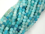 Frosted Matte Agate - Light Blue, 4mm Round Beads-Agate: Round & Faceted-BeadBeyond