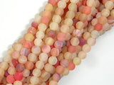 Frosted Matte Agate - Peach, 4mm Round Beads-Agate: Round & Faceted-BeadBeyond