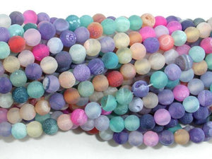 Frosted Matte Agate - Multi color, 4mm Round Beads-Agate: Round & Faceted-BeadBeyond