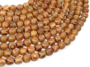 Tibetan Agate, 8mm (8.3mm) Round Beads-Agate: Round & Faceted-BeadBeyond