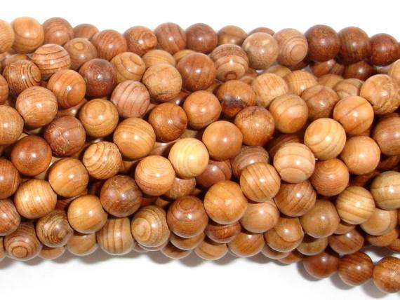 Taxus Chinensis Wood Beads, 6mm Round Beads-Wood-BeadBeyond