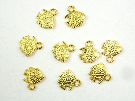 Fish Charms, Zinc Alloy, Gold Tone 40pcs-Metal Findings & Charms-BeadBeyond