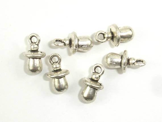Nipple Charms, Zinc Alloy, Antique Silver Tone 20pcs-Metal Findings & Charms-BeadBeyond