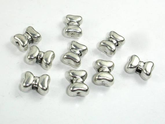 Bow Tie Spacer, Zinc Alloy, Antique Silver Tone, 10x7x5mm 30pcs-Metal Findings & Charms-BeadBeyond
