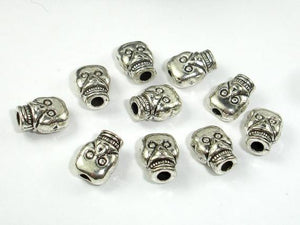 Skull Spacer, Zinc Alloy, Antique Silver Tone, 30pcs-Metal Findings & Charms-BeadBeyond