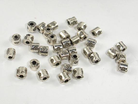 Metal Beads, Tube Spacer, Zinc Alloy, Antique Silver Tone 100pcs-Metal Findings & Charms-BeadBeyond