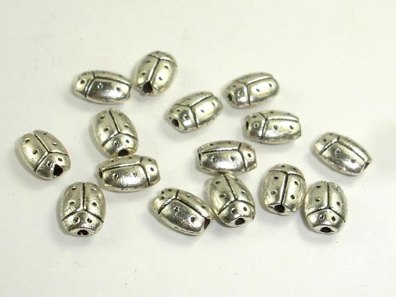 Ladybug Spacer, Zinc Alloy, Antique Silver Tone 30pcs-Metal Findings & Charms-BeadBeyond
