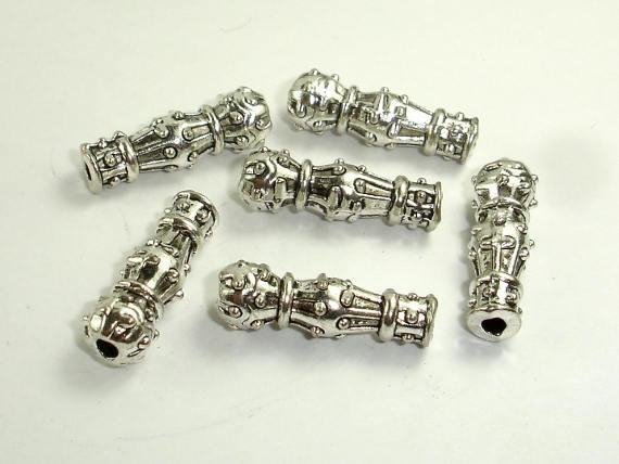 Metal Beads, Metal Spacer, Stick Beads, Zinc Alloy, Antique Silver Tone 10pcs-Metal Findings & Charms-BeadBeyond