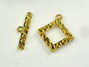 Square Toggle Clasps , Gold Tone, 4 sets-Metal Findings & Charms-BeadBeyond