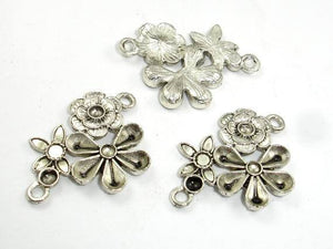 Metal Flower Connector Links, Zinc Alloy, Antique Silver Tone 10pcs-Metal Findings & Charms-BeadBeyond