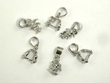 Pinch Bails, Flower Pinch Bail, 18K White Gold Plated 10pcs-Metal Findings & Charms-BeadBeyond