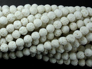 White Lava Beads, 6mm(6.3mm) Round Beads-Gems: Round & Faceted-BeadBeyond