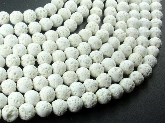 White Lava Beads, 8mm Round Beads, 15.5 Inch-Gems: Round & Faceted-BeadBeyond