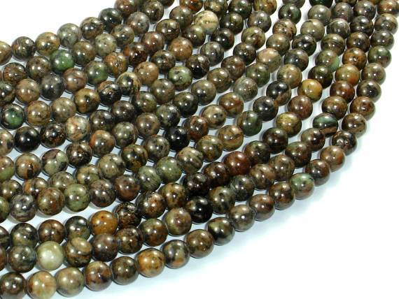 Orange Dendritic Jade Beads, 6mm Round Beads-Gems: Round & Faceted-BeadBeyond