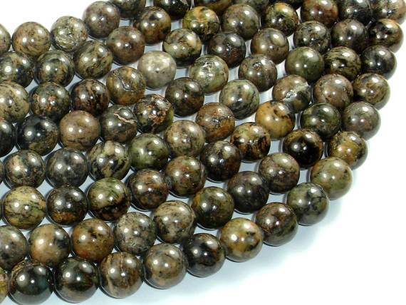 Orange Dendritic Jade Beads, 10mm Round Beads-Gems: Round & Faceted-BeadBeyond