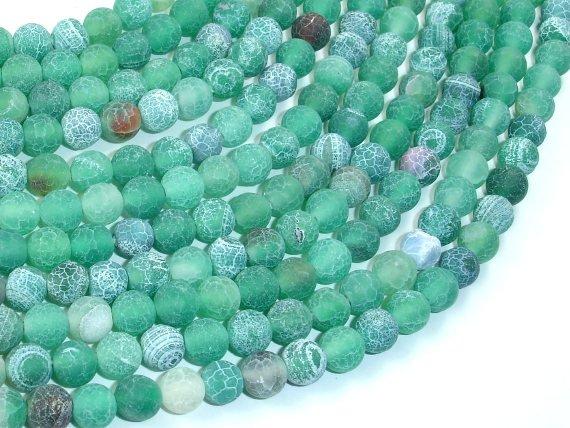 Frosted Matte Agate - Green, 6mm Round Beads-Agate: Round & Faceted-BeadBeyond