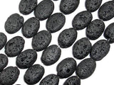Black Lava, 13x18mm Oval Beads, 15 Inch-Gems:Oval,Rectangle,Coin-BeadBeyond