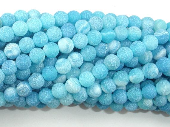 Frosted Matte Agate - Sea Blue, 6mm Round Beads-Agate: Round & Faceted-BeadBeyond