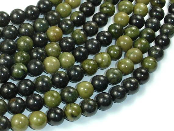 African Green Autumn Jasper Beads, 8mm (8.4mm)-Gems: Round & Faceted-BeadBeyond