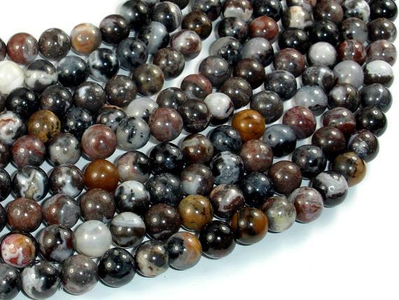 Mexican Black White Zebra Agate, 8mm Round Beads-Gems: Round & Faceted-BeadBeyond
