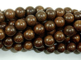 Gold Phoebe Ebony Beads, Gold Wire Sandalwood, 10mm Round Beads-Wood-BeadBeyond