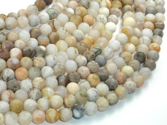 Matte Bamboo Leaf Agate, 6mm Round Beads-Gems: Round & Faceted-BeadBeyond