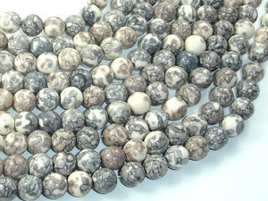 Rain Flower Stone, Light Gray, White, 8mm Round Beads-Gems: Round & Faceted-BeadBeyond