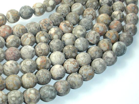 Matte Fossil Jasper Beads, 10mm, Round Beads-Gems: Round & Faceted-BeadBeyond