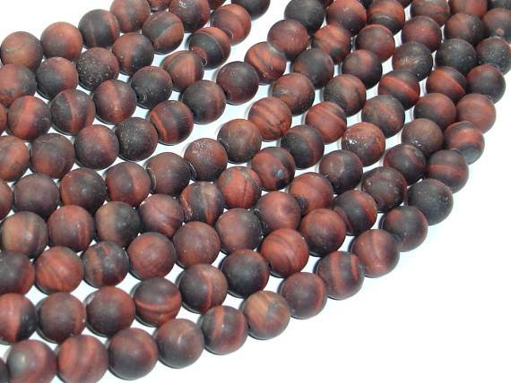 Matte Red Tiger Eye Beads, 8mm, Round Beads-Gems: Round & Faceted-BeadBeyond
