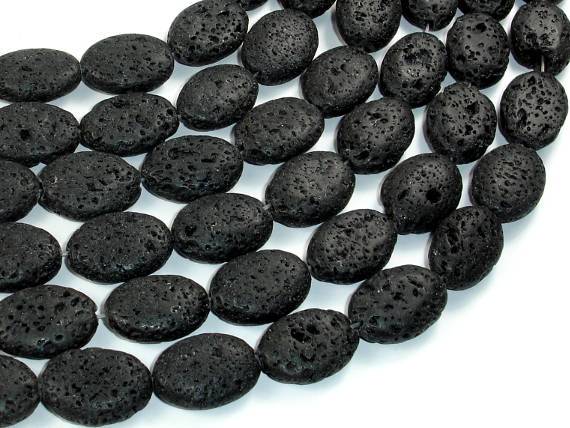 Black Lava, 13x18mm Oval Beads, 15 Inch-Gems:Oval,Rectangle,Coin-BeadBeyond