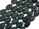 Black Lava, 13x18mm Flat Teardrop Beads-Gems: Nugget,Chips,Drop-BeadBeyond