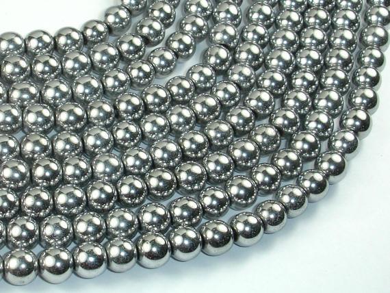 Hematite Beads, Silver, 8mm Round Beads-Gems: Round & Faceted-BeadBeyond