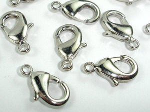 Lobster Claw Clasp, Rhodium Plated Copper, 20 pcs-Metal Findings & Charms-BeadBeyond