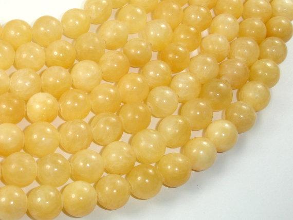 Yellow Jade Beads, Round, 12mm (11.5 mm)-Gems: Round & Faceted-BeadBeyond