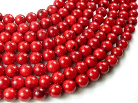 Red Bamboo Coral Beads, 10mm Round Beads-Gems: Round & Faceted-BeadBeyond