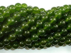 Jade Beads, Olive Green, 8mm Round Beads-Gems: Round & Faceted-BeadBeyond