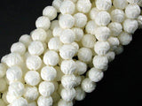Tridacna Shell Beads, 8mm Carved Lotus Flower Round Beads-Gems: Round & Faceted-BeadBeyond
