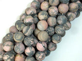 Matte Rhodonite Beads, 10mm, Round Beads-Gems: Round & Faceted-BeadBeyond