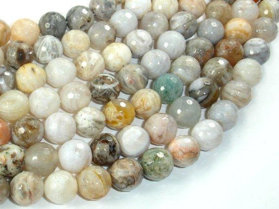 Bamboo Leaf Agate, 10mm Faceted Round Beads-Gems: Round & Faceted-BeadBeyond