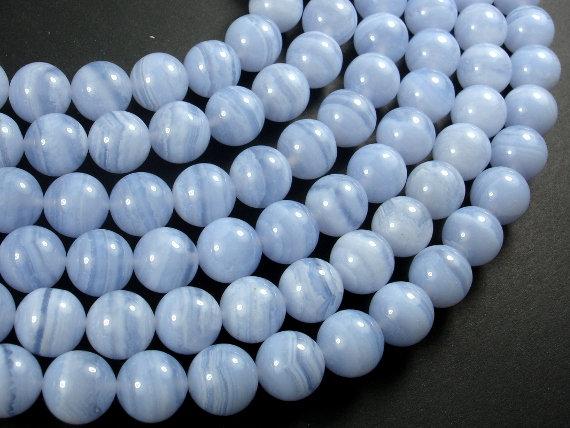 Blue Chalcedony Beads, Blue Lace Agate Beads, 10mm Round-Gems: Round & Faceted-BeadBeyond