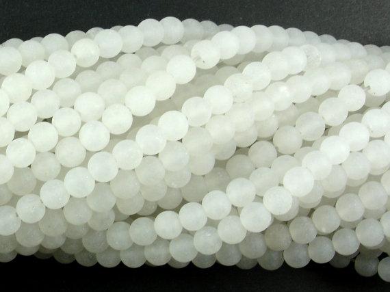 Matte White Jade Beads, 4mm Round Beads-Gems: Round & Faceted-BeadBeyond