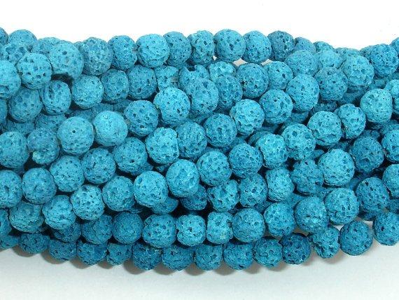Blue Lava Beads, 6mm (6.5mm) Round Beads-Gems: Round & Faceted-BeadBeyond