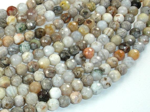 Bamboo Leaf Agate Beads, 6mm(6.4mm) Faceted Round Beads-Gems: Round & Faceted-BeadBeyond