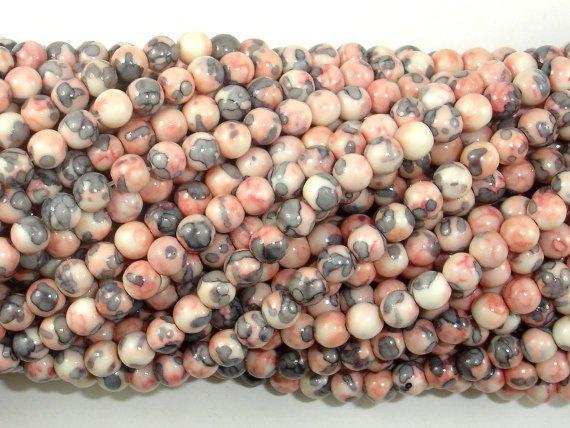Rain Flower Stone, Pink, Gray, 4mm Round Beads-Gems: Round & Faceted-BeadBeyond