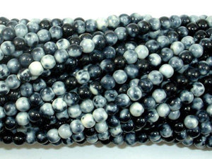 Rain Flower Stone Beads, Black, White, 4mm Round Beads-Gems: Round & Faceted-BeadBeyond