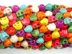 Howlite Skull Beads, Multi-color, 6x8mm-Gems: Round & Faceted-BeadBeyond