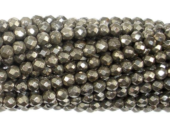 Pyrite Beads, 4mm Faceted Round-Gems: Round & Faceted-BeadBeyond