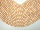 Fresh Water Pearl Beads, Rice, Peach, 6x8mm-Pearls & Glass-BeadBeyond